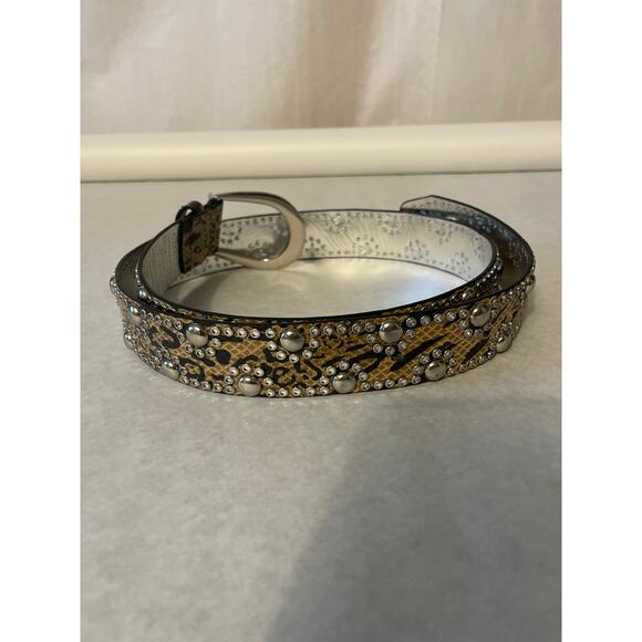 Guess Studded Silver Snake Print Belt Style 940022 Women's Adjustable Size XL - Picture 5 of 7